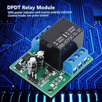 DR25E01 DPDT Relay Module Double Pole Double Throw Self Locking Bistable Relay Module Board (DC 6-24V) for LED Motor Smart Home Control
