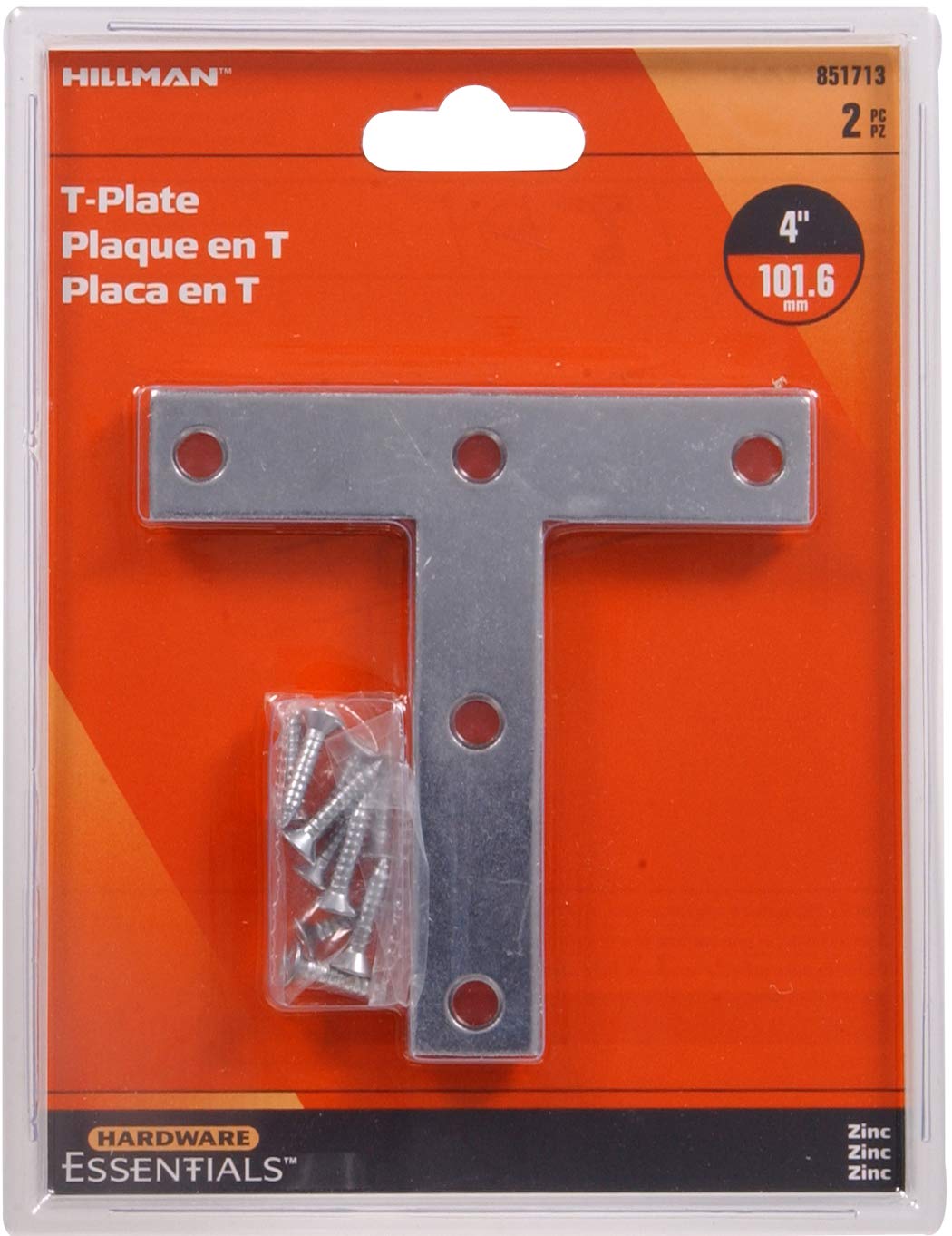 Amazon.com: The Hillman Group 851713 4 x 4-Inch T-Plate, Zinc