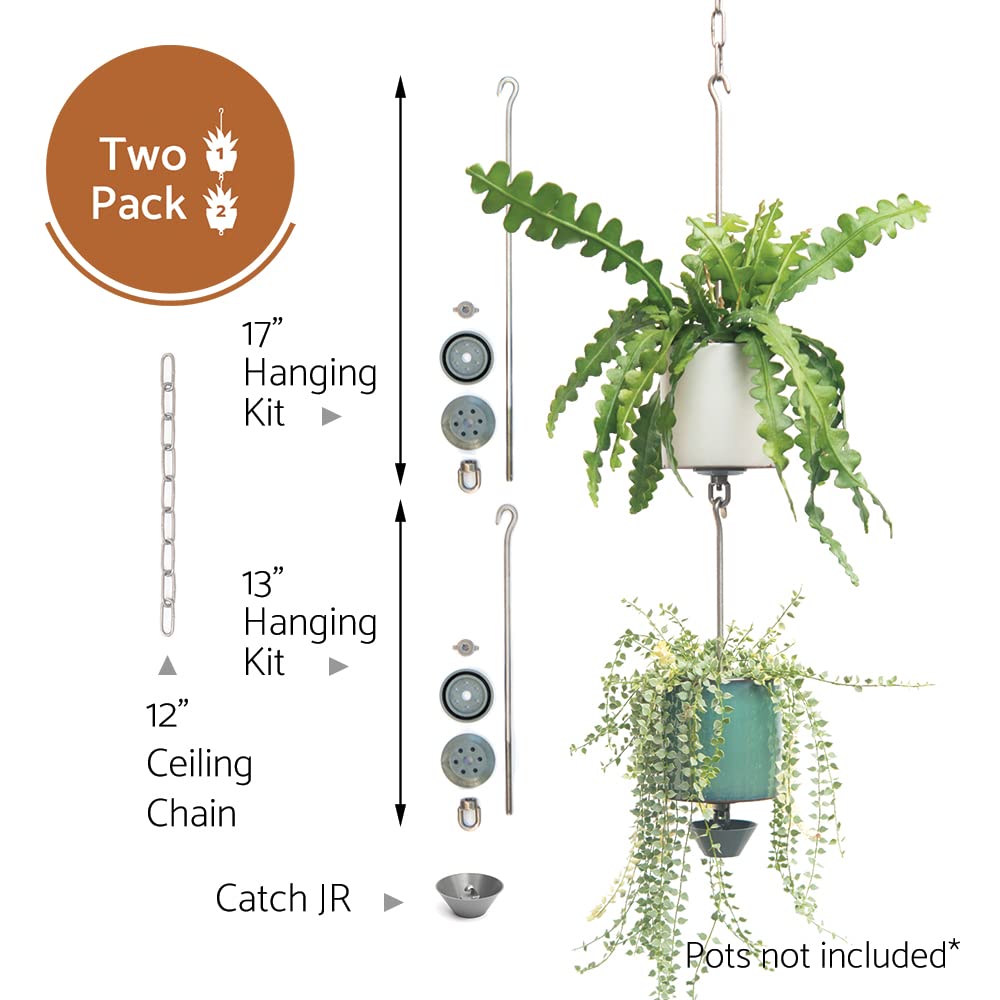 SkyPots, Two Pack, Pot Hanger Kits + Accessories, Hang and Connect Your Clay Pots, Stainless Steel, Indoor/Outdoor - Image 3
