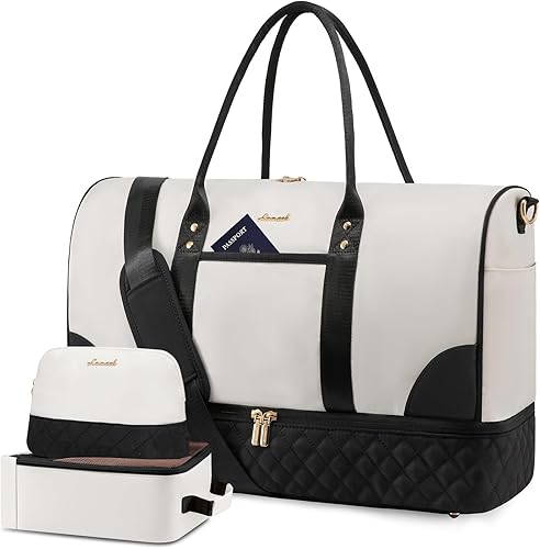 LOVEVOOK Bolsa de viaje, bolsa de fin de semana para mujer, bolsa de viaje con compartimento para zapatos, bolsa de mano para la noche