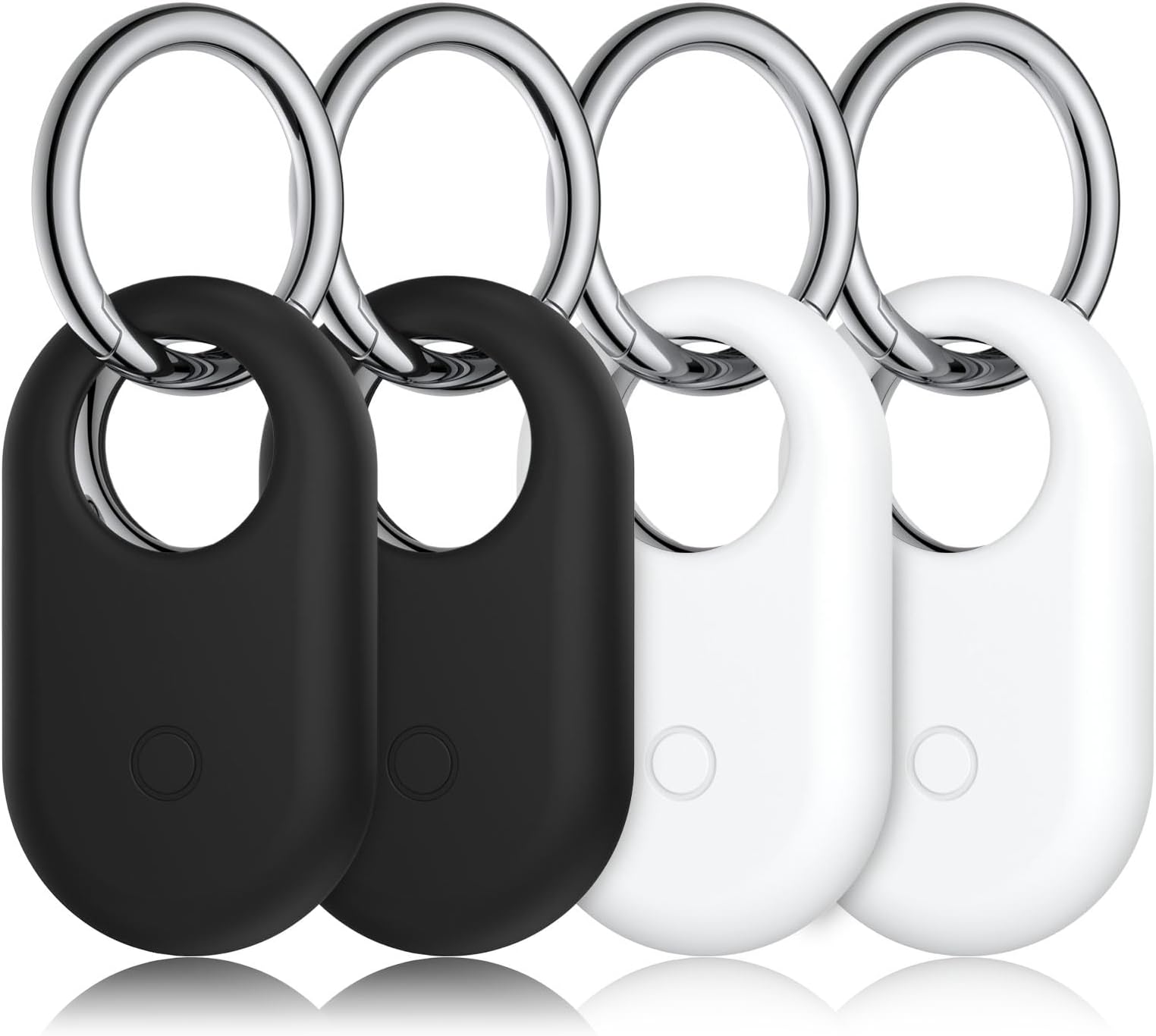 4-Pack Holder for Samsung Galaxy SmartTag 2 Case, Silicone Protective Case for Galaxy Smart Tag 2 with Keychain for Pets, Keys, Luggage, Backpacks and More (2*Black/2*White)