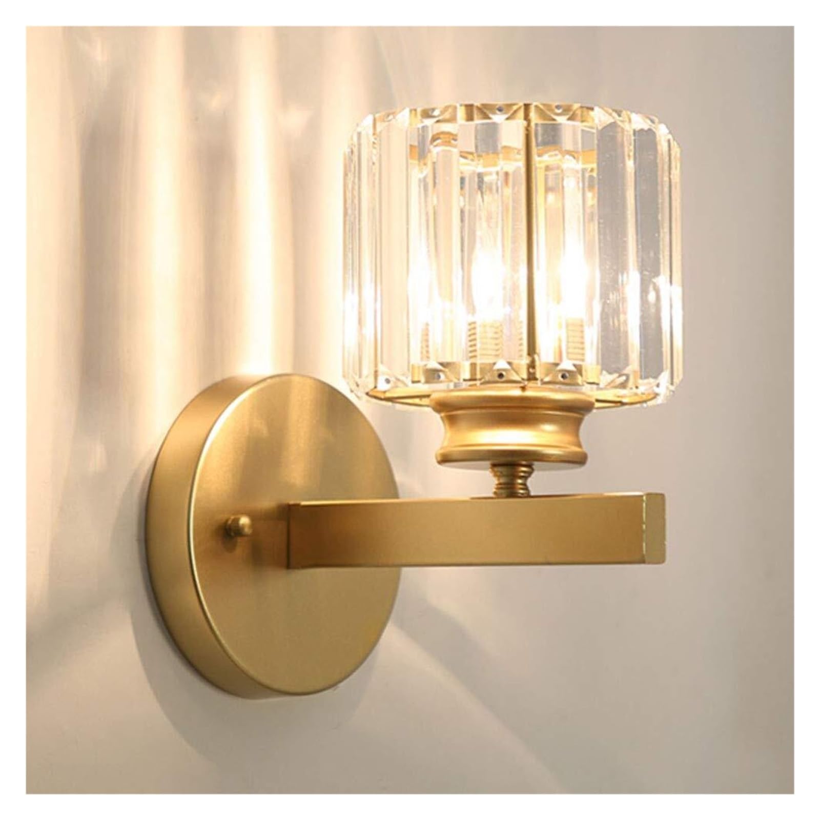 KHUKHU Crystal Wall Lights Sconce Modern Crystal Lights Decorative Wall Light Bedside Lamp Wall Sconce Home Light Glass Lampshade for Living Room Corridor Lamp E26 Wall Light Fixtures(Gold)