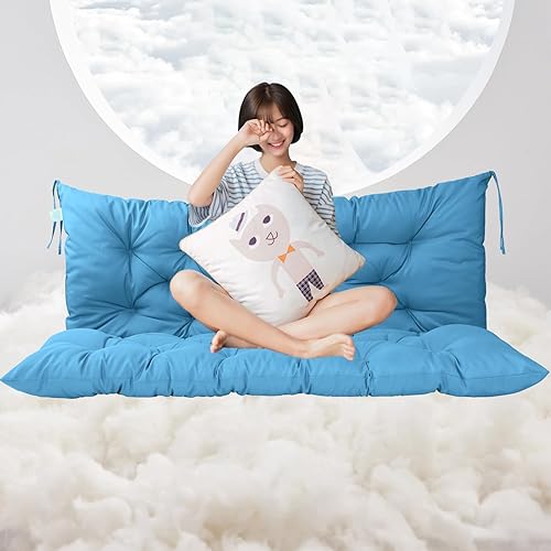 Miniatura 128 de Cojín de repuesto para columpio de 2-3 asientos, cojines de banco para exteriores con respaldo grueso de 4 pulgadas, muebles de patio, jardín, Flor