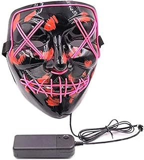 Wonka Halloween glow mask black V word with blood horror LED mask ghost face fluorescent atmosphere props - 2724678502762