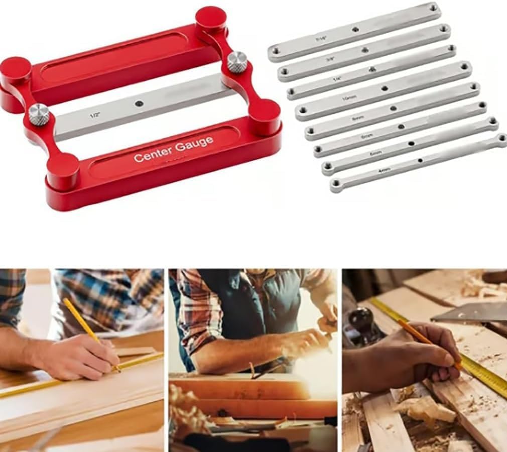 Center Gauge,Stainless Steel Woodworking Marking Gauge With Interchangeable Marking Bars,Scribe Tool For Mortise And Tenon Joints, Straight Hole Locator (Metric)