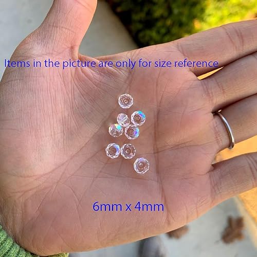 Miniatura 5 de 100 cuentas de cristal Adabele Austrian de 0.236 in facetadas sueltas Rondelle transparentes AB compatibles con cristales de Swarovski 5040 Preciosa