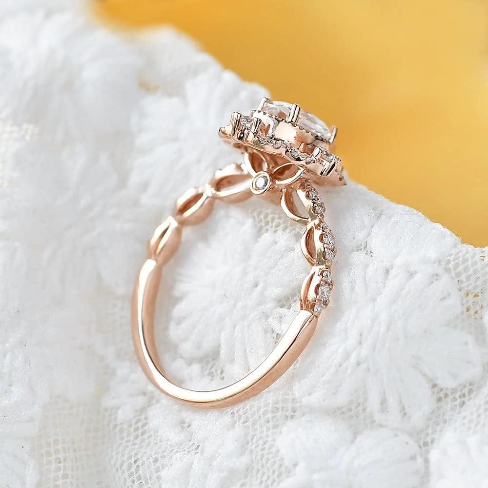 1.5 CT Center Oval Cut Moissanite Engagement Rings for Women 10K 14K 18K Gold Ring Platinum Plated Rings Vintage Women's Engagement Rings with Text Engraving