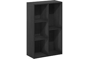 Furinno Luder 5-Cube Bookcase | No Tool Assembly | Open Bookshelf | Black