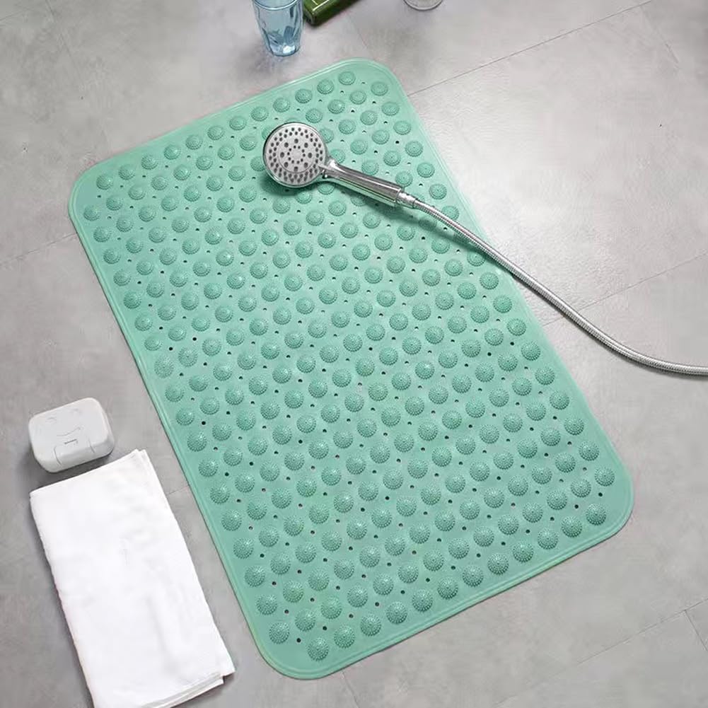 Non Slip Shower Bath Mats with Drain Holes and Suction Cups,Easy to Clean,Safety Bathtub Mats Ideal for Elderly and Children,Soft on Feet (mars green,35 * 65)
