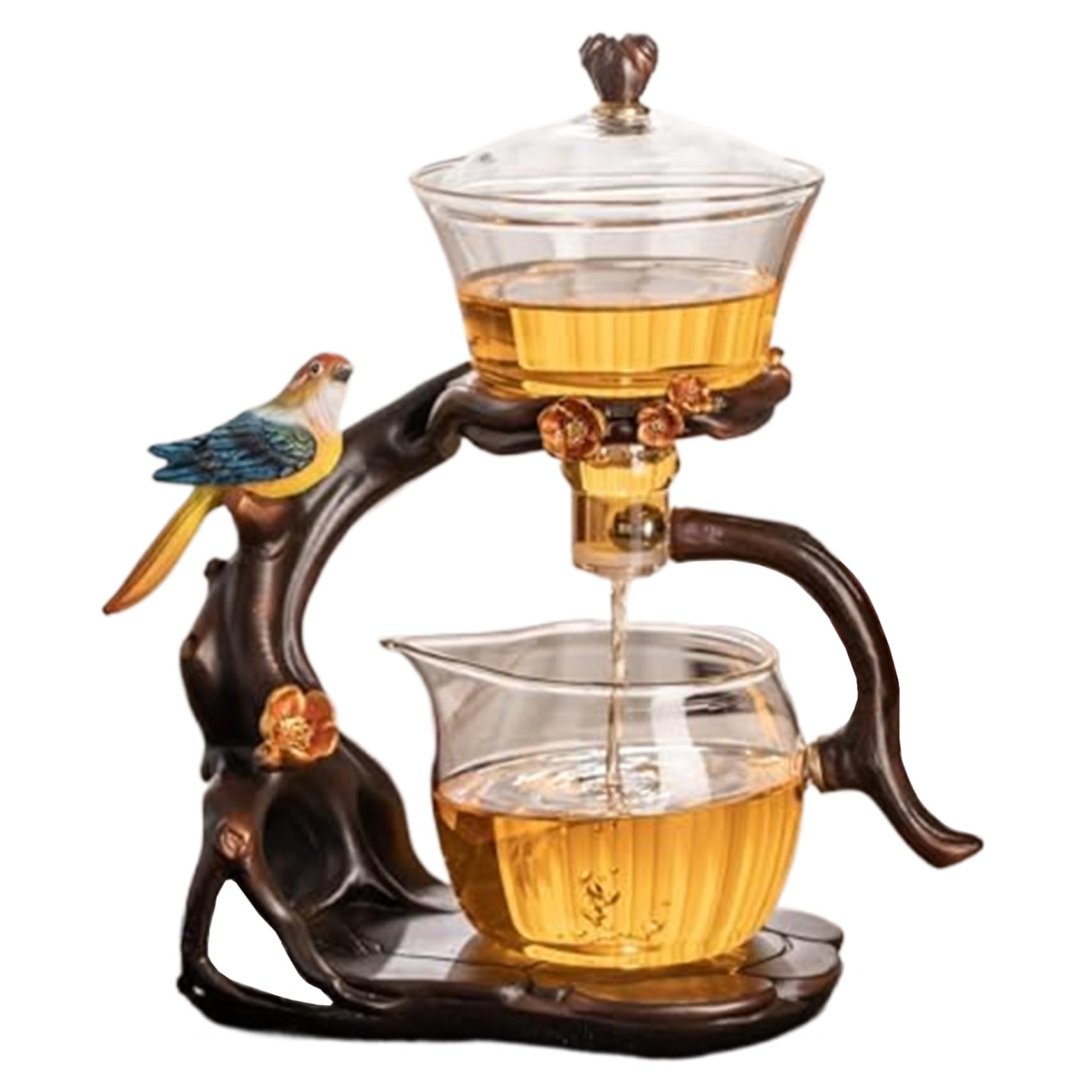 Teiera magnetica, set di tè semi -automatico, teiera magnetica in vetro borosilicato alto con infusore, 300 ml+460 ml di teiera magica, 7.8x4.9x10.4 set da tè Kung Fu per l'ufficio di casa, teapot ma