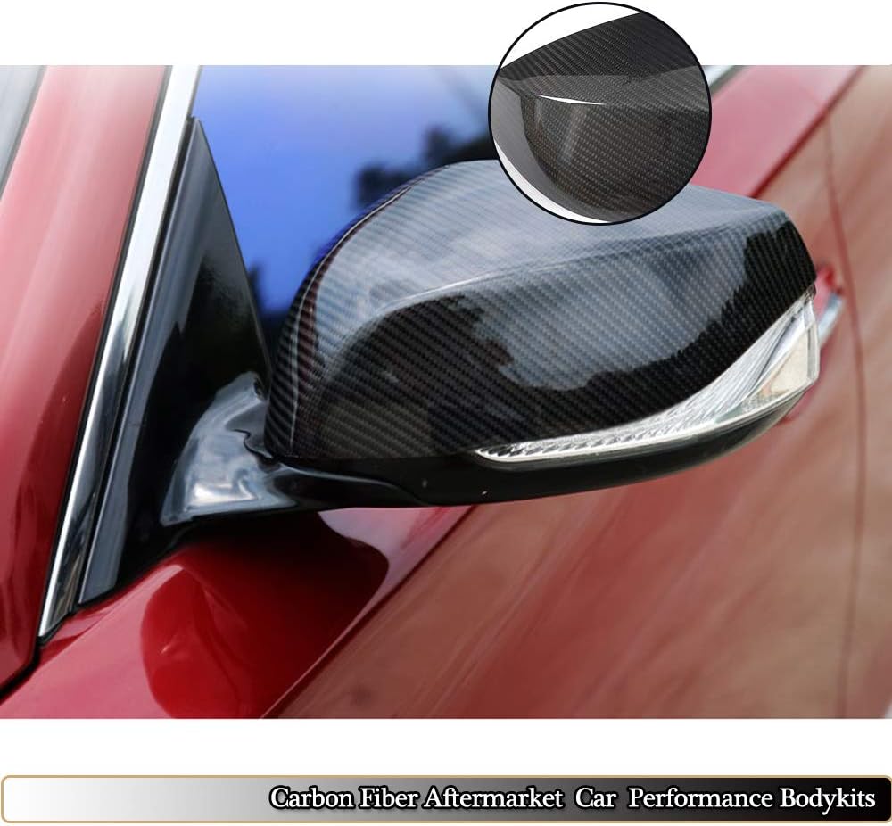 Mirror Cover fits Infiniti Q50 Q50S Sedan 2014-2019 Factory Outlet Carbon Fiber CF Side Rearview Mirror Caps Car Exterior Outside Shell (Type A, Add-on)