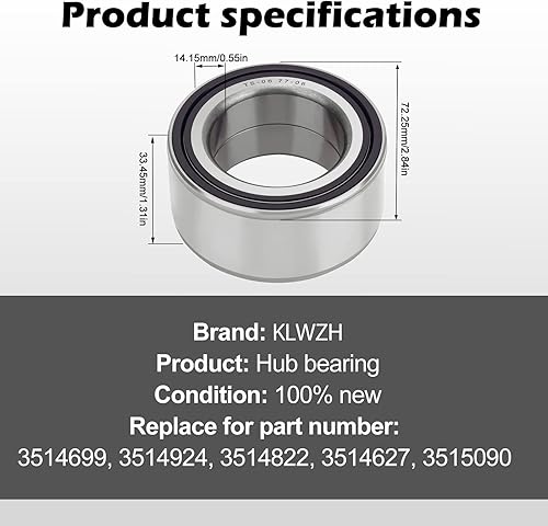 Miniatura 4 de Rodamientos de cubo de rueda delantera y trasera 3514627 para Polaris Forest 1000 General 4 XP 1000 Military RZR 900 1000 Trail Turbo Scrambler 850