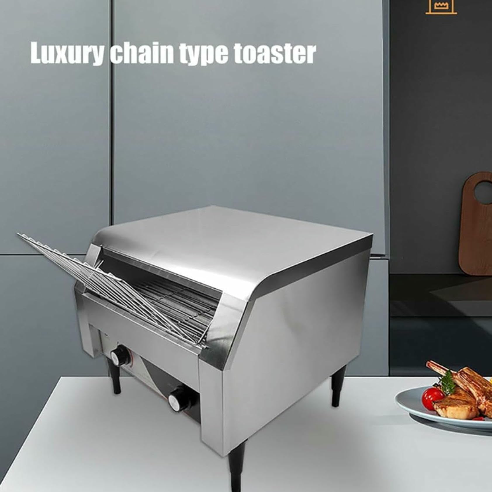 CNPRAZ Tostadora de Cinta transportadora Comercial Tostadora de Cinta transportadora para Catering Máquina de Pan eléctrica de 2240 W 150/300/450 Piezas/h Horno Tostador automático Control,300