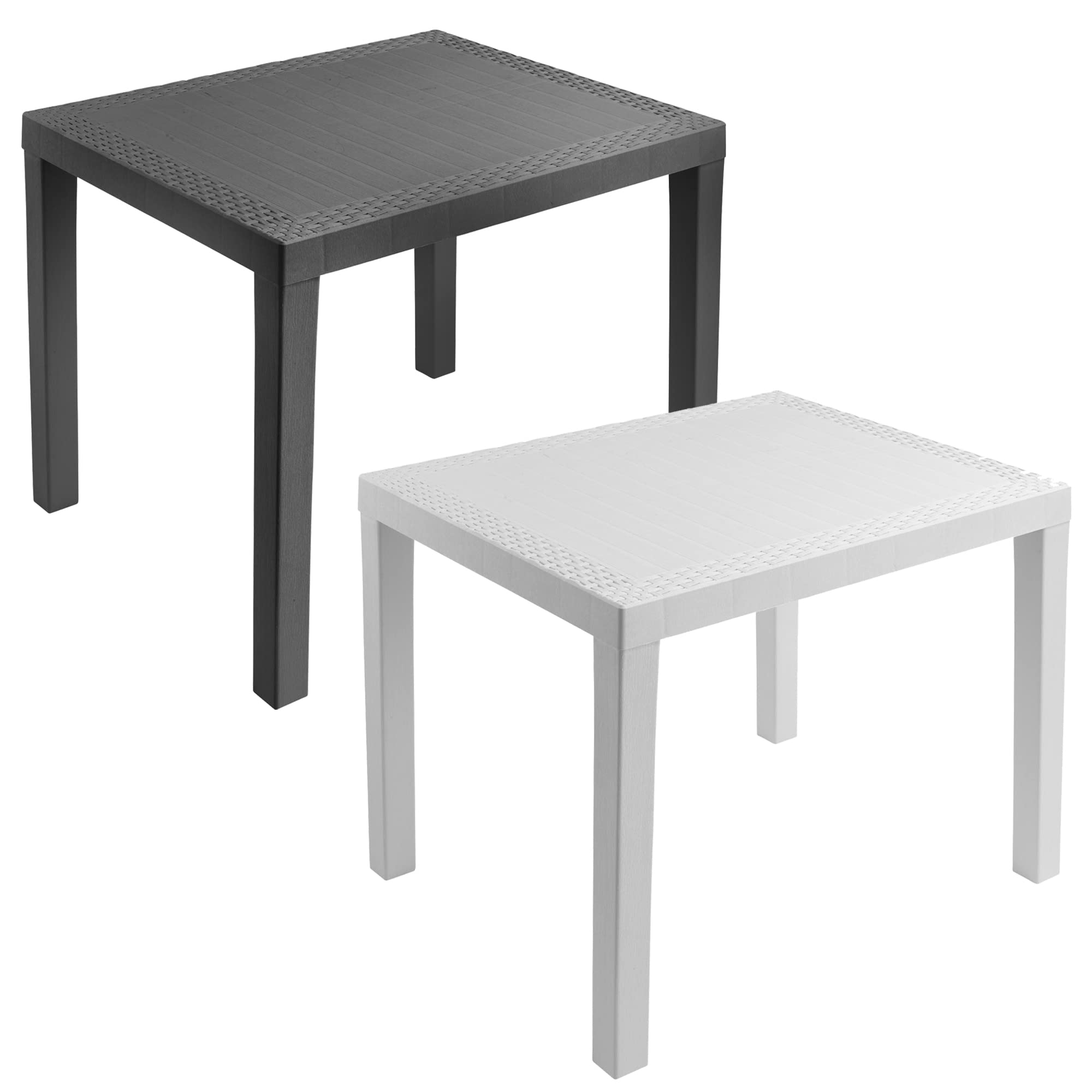 Rectangle Garden Plastic Patio Dining Bench Whether Proof Table Indoor Outdoors (White)