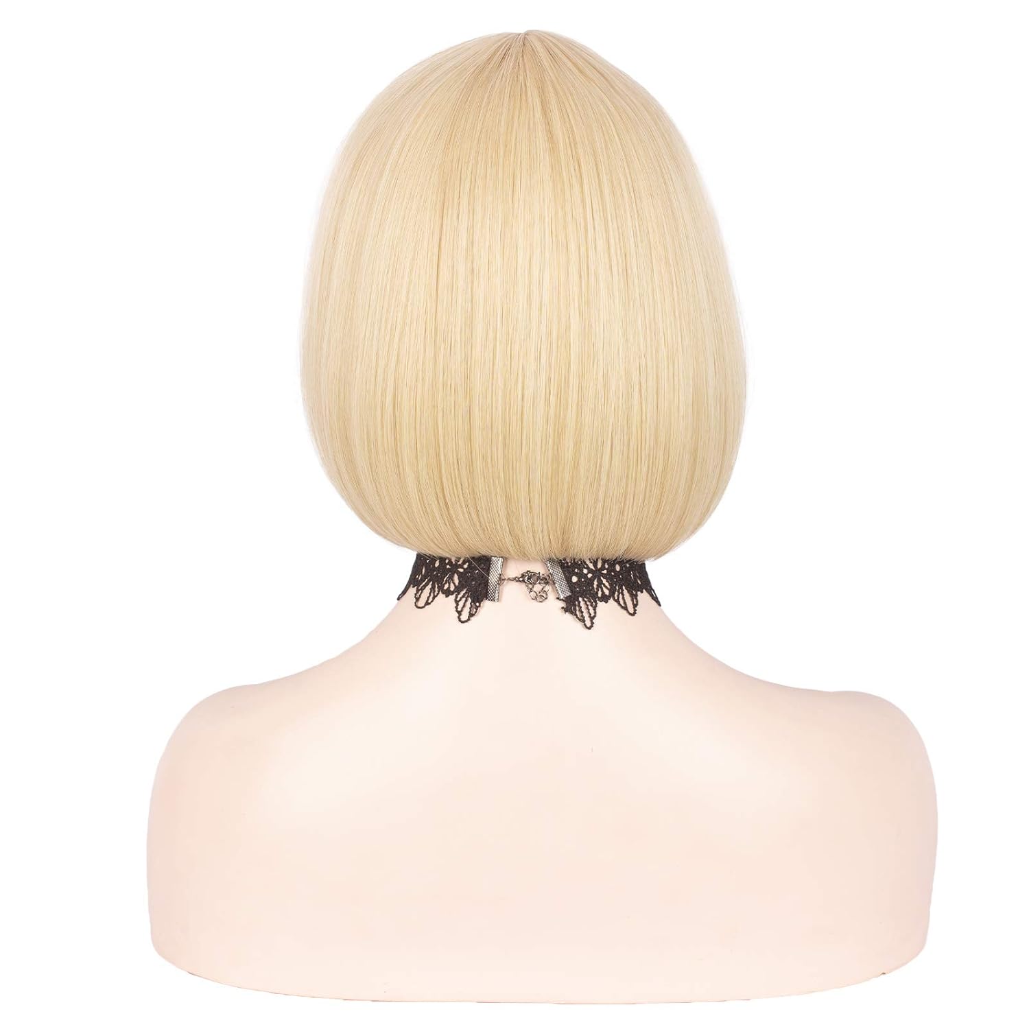 WeKen Short Blonde Wig with Bangs Blonde Bob Wig for Women Synthetic Hair Wig for White Black Women Daily Halloween Cosplay 11 Inches