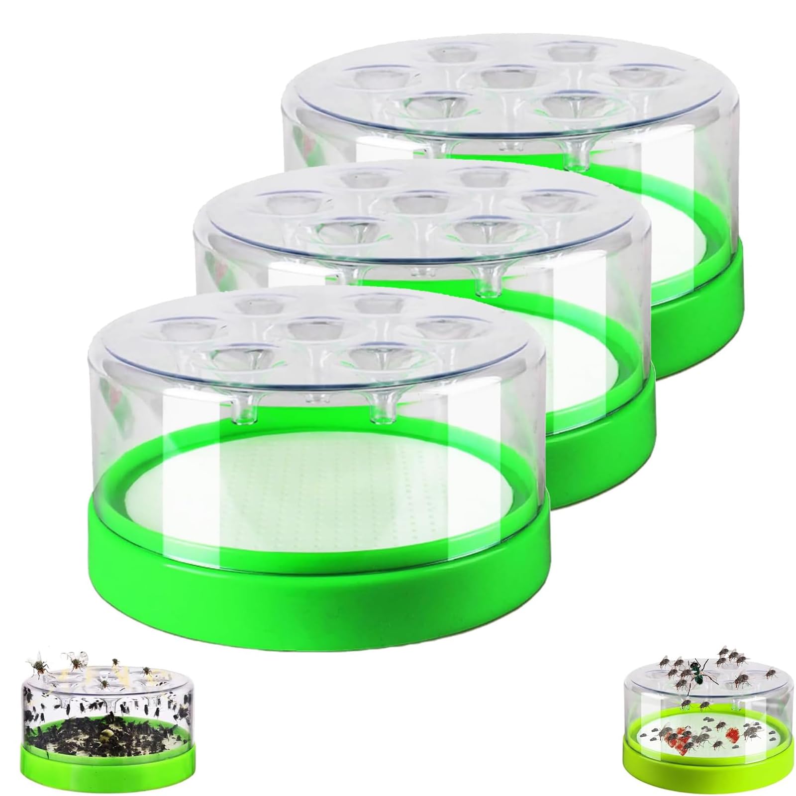 Reusable Non-electric Fly Trap, Funnel One-Way Entry Fly Catcher (3PCS)