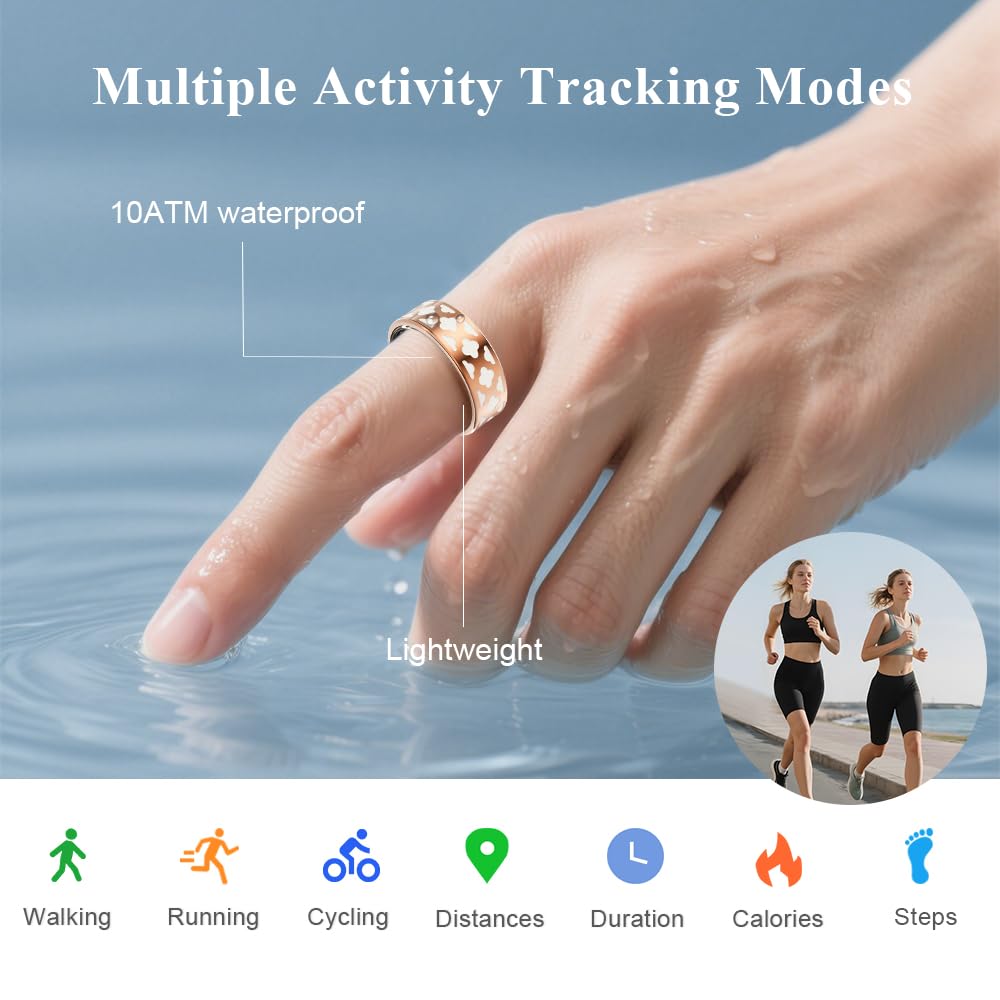 Anillo inteligente | Análisis del sueño | Seguimiento deportivo | Gestión de la salud | Podómetro impermeable IP68 | Duración de la batería de 5 a 7 días | Estuche de carga magnética | 8 modos