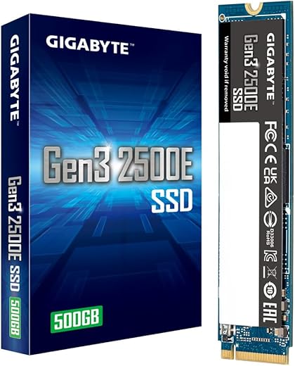 GIGABYTE Gen3 NVMe 2500E SSD 500GB M.2 2280 PCIe 3.0×4 Internal Solid State Drive (G325E500G)