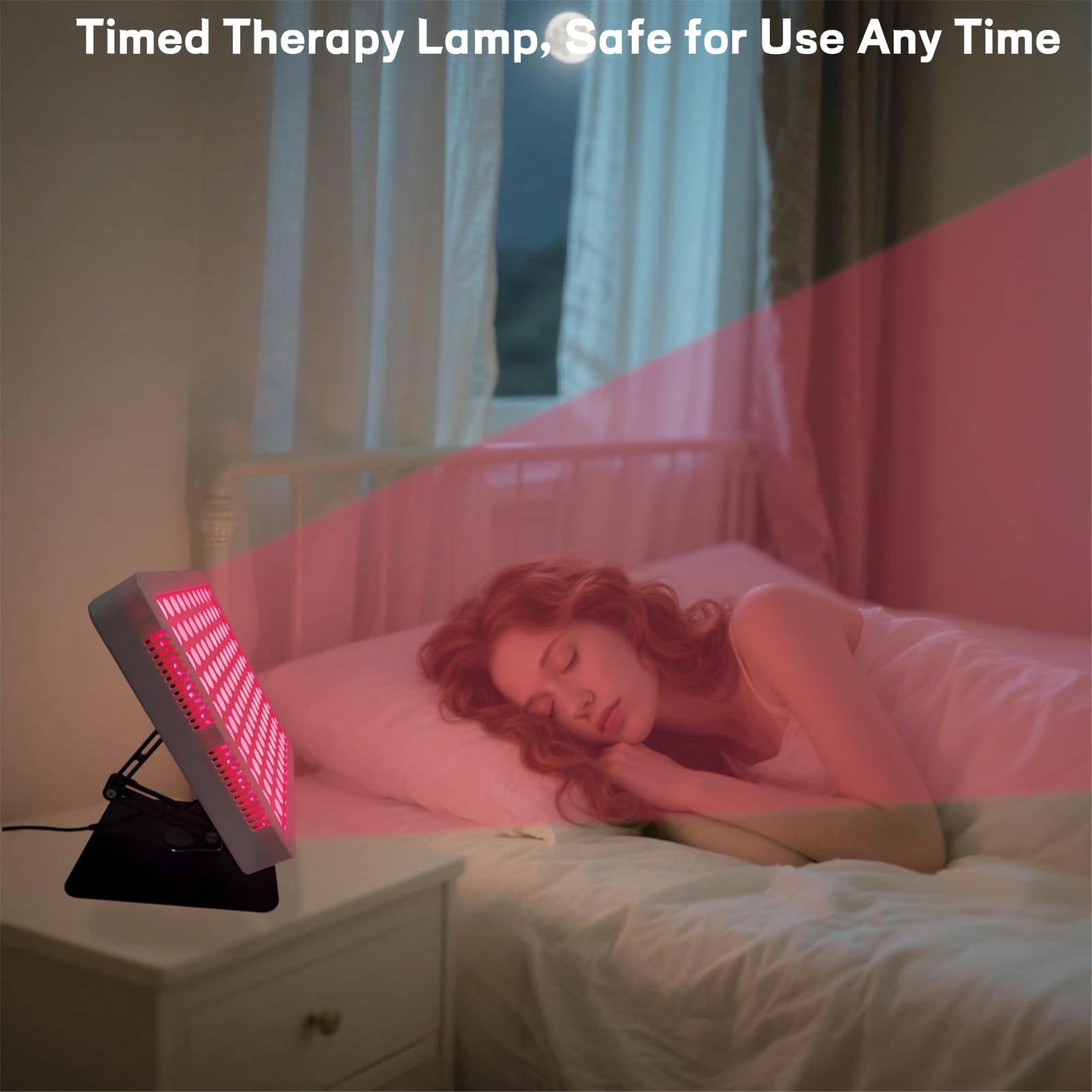 Lampa do terapii światłem czerwonym na całe ciało i szyję, 660 nm 850 nm, 100 diod LED, panel podczerwieni, obrotowy stojak 360°, regulowana jasność i timer, idealna dla kobiet – uśmierzanie bólu