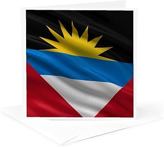 3dRose Greeting Card - Flag of Antigua and Barbuda waving in the wind - Illustrations