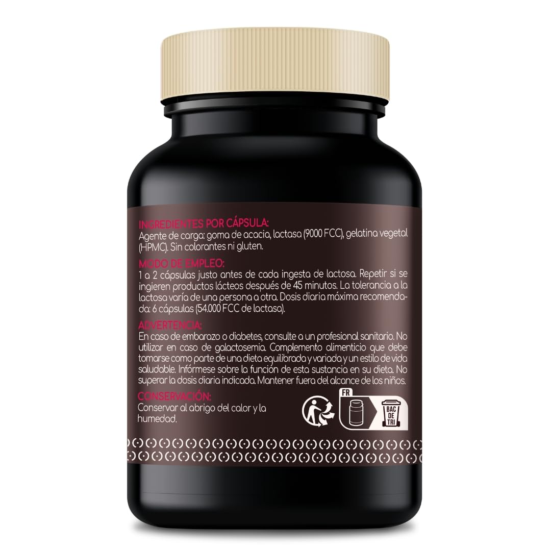LACTOLERANCE 9000 Lactasa 9000 FCC, Enzimas Digestivas, 144 Cápsulas | Adecuado para la intolerancia a la lactosa. Mejora la digestión. Toma bajo demanda. Protección 1h. Sin aditivos.