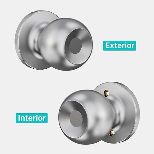 Miniatura 5 de hornbill Juego de manijas de puerta sin llave Perillas de puerta de paso sin bloqueo para puerta delantera, manija de puerta de paso redonda