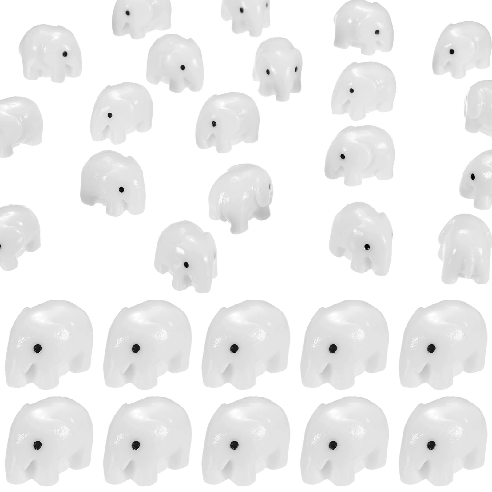 M METERXITY 60-Pack Mini Resin Elephant, Small Tiny Elephant Figurines for Fairy Garden Decor/Micro Landscaping Home/Aquarium/Craft Supplies, Cute Resin Animal Statues [White]