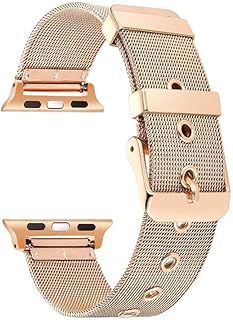 SOUGAO Replacement Bands Stainless Steel Bracelet Watchbands Watch Straps for Men Women Mesh Solid Links 44mm Rose Gold