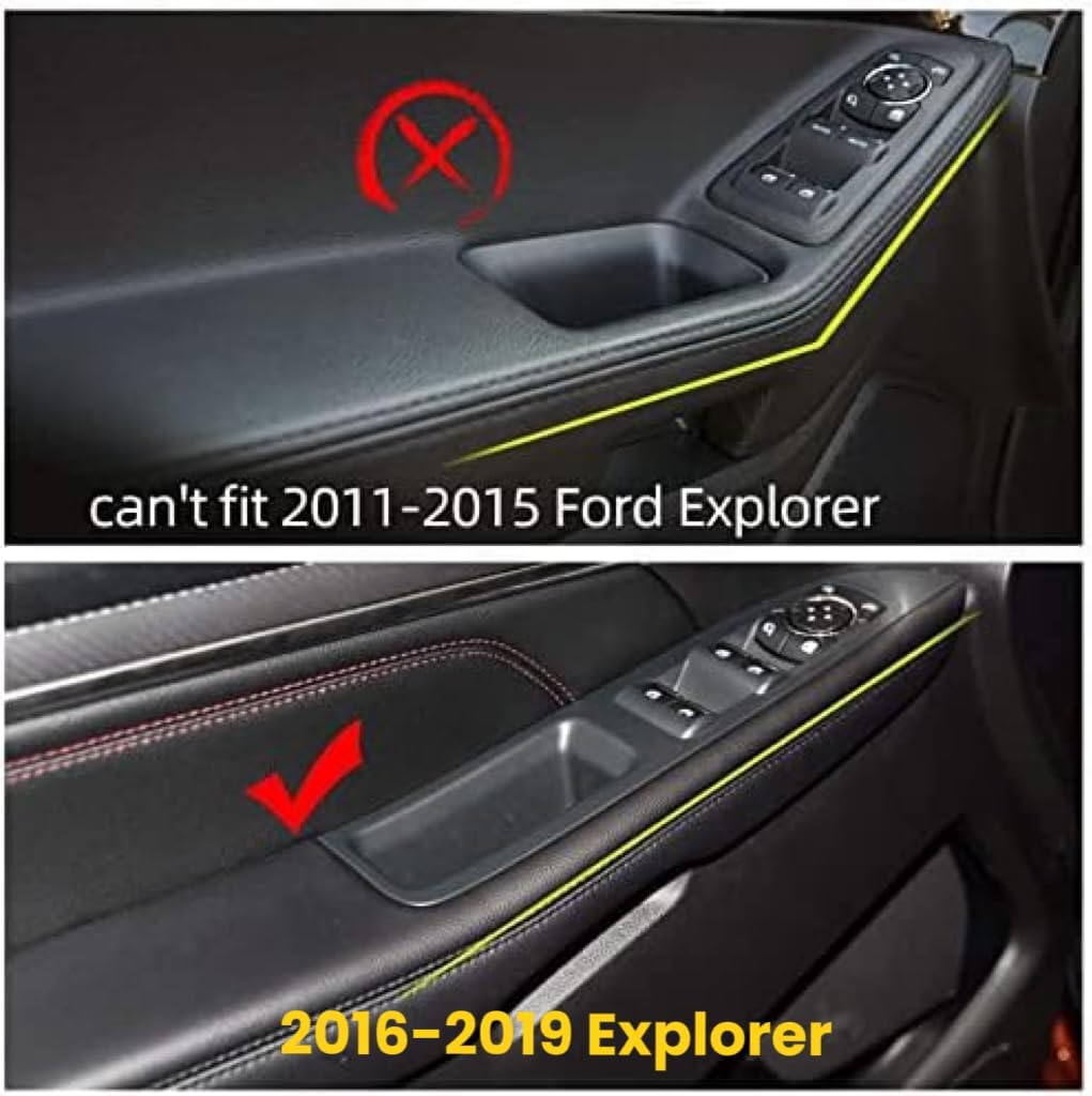Front Row Door Side Storage Box Compatible with Ford Explorer 2016 2017 2018 2019 Armrest Phone Container Door Organizer Handle Pocket ABS Tray Insert Glove Pallet