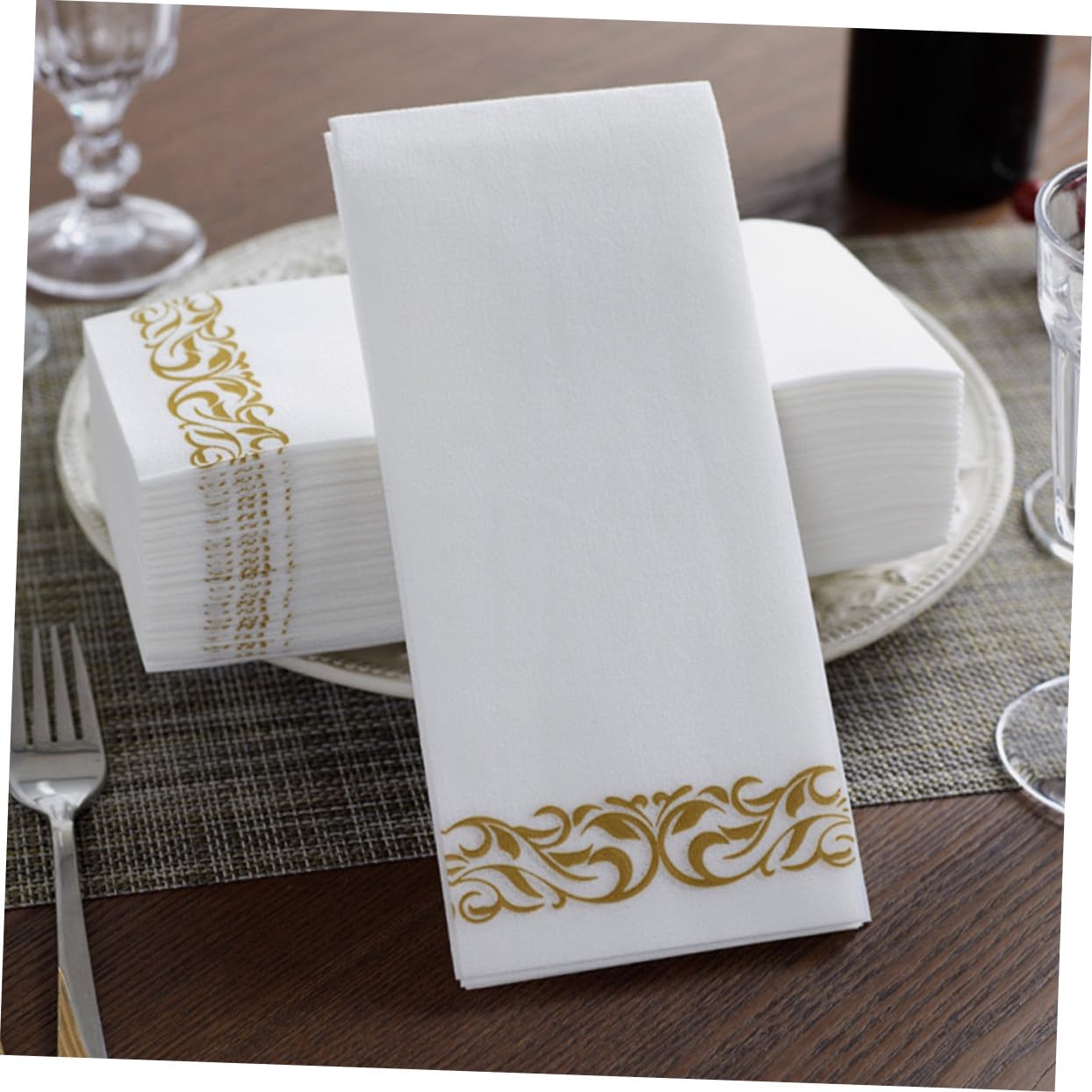 100 Stück Einweg Gold Servietten Gold Papierservietten für Hochzeit Party Bankett Gästetücher und Saugfähig für Festliche Anlässe