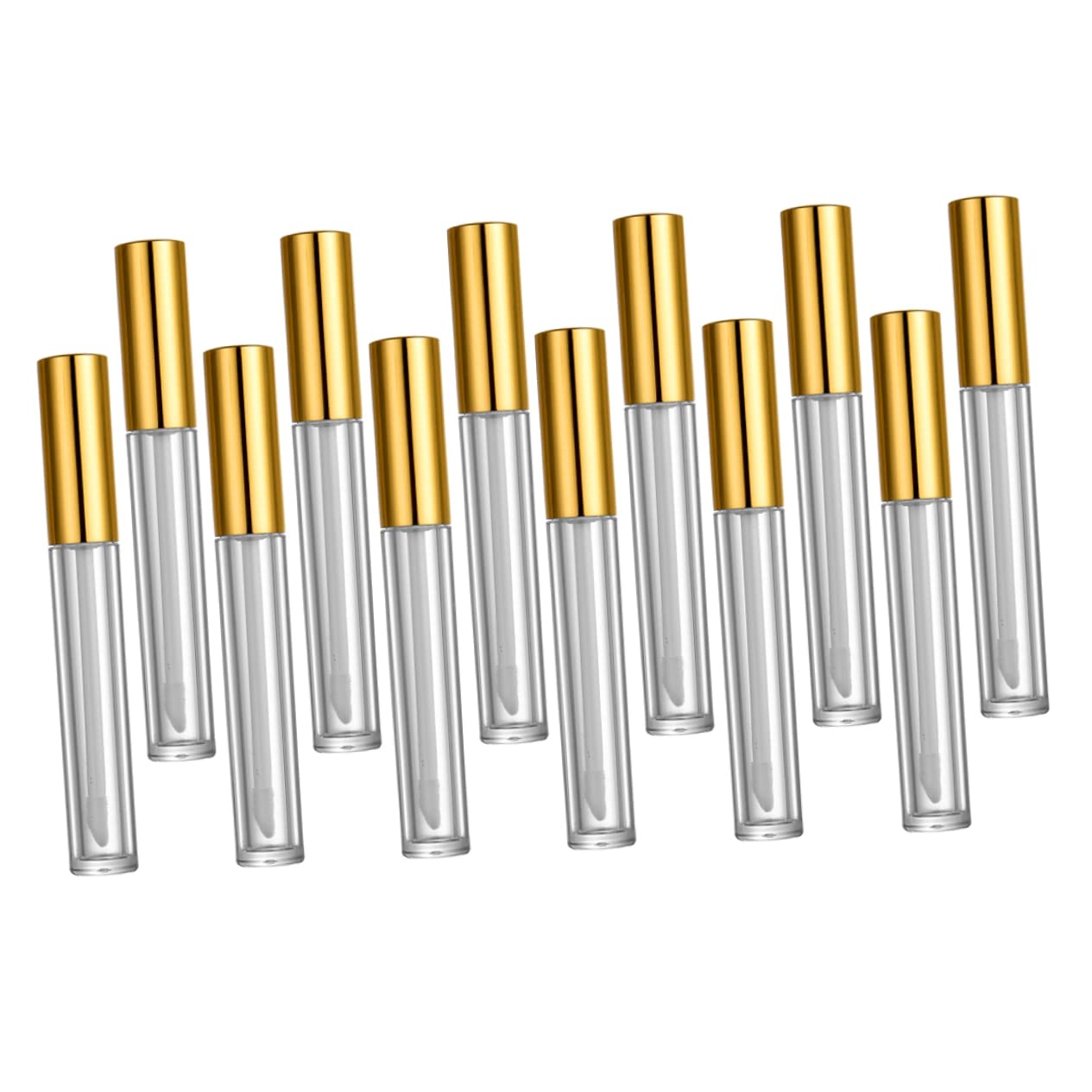 Tubo de Brillo Labial Vacío de 10ml, Plástico, 40 Piezas | Color Dorado, para Aceite Labial y Líquido Tintado, Formato Portátil para Maquillaje