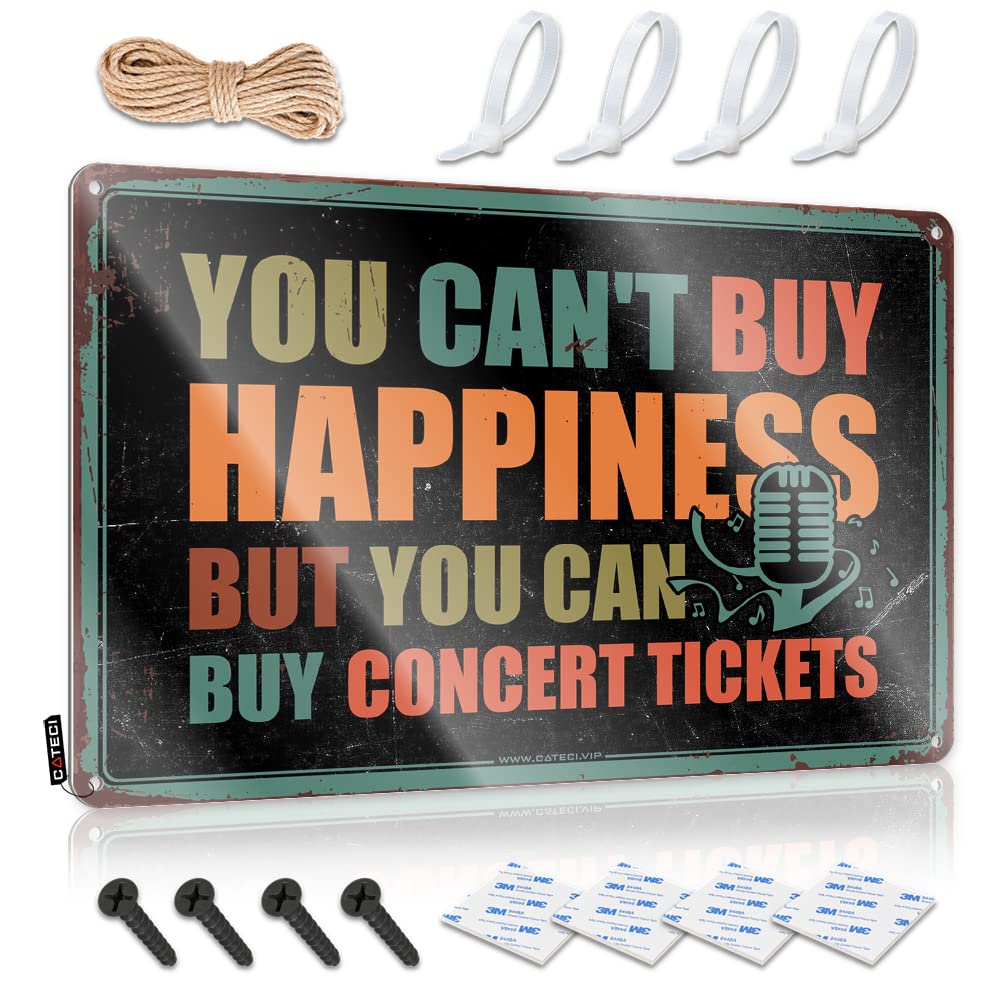 Fzfn Boys Colour Tin Metal Sign Bath Sets Wall Art - You Can't Buy Happiness But You Can Buy Concert Tickets Collection Round Retro Style Decoration For Saloon Bar(20X30cm)