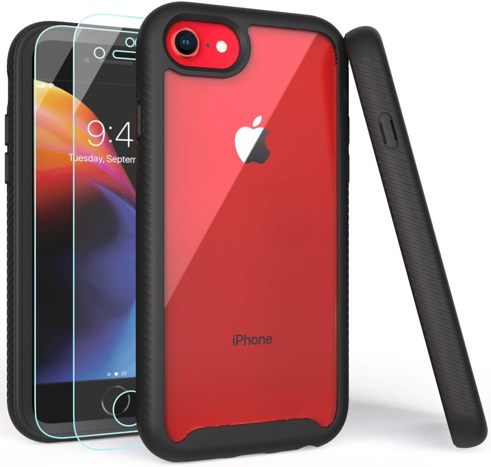 LUCKYCAT iPhone SE 2022 Case,iPhone SE 2020 Case, iPhone 8 Case, iPhone 7 Case, Shockproof Clear Multicolor Series Bumper Cover for 4.7 Inch iPhone 6/6s/7/8/SE - Black