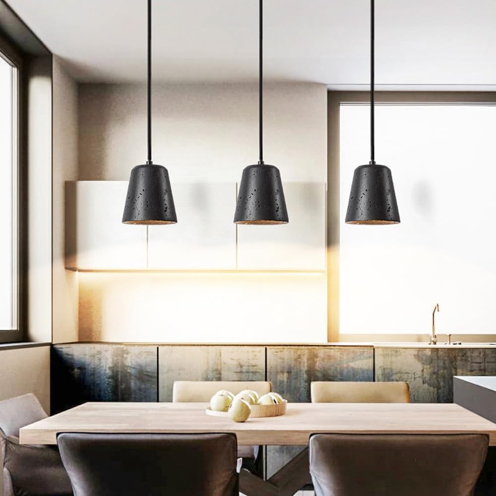 Decorazione domestica in marmo nero Lampada a sospensione Isola della cucina Lampada da soffitto a sospensione industriale in pietra piccola Lampadario gotico in fattoria Lampadari di metà secolo per
