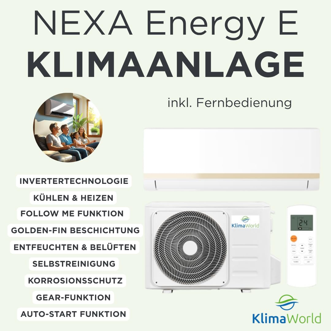 KlimaWorld Split Klimaanlage | Nexa Energy E 12000 | 3,5 kW | Quick-Connect