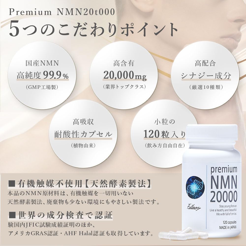 Amazon | 【日本製】β－NMN サプリメント 20,000mg (166.7mg×120粒