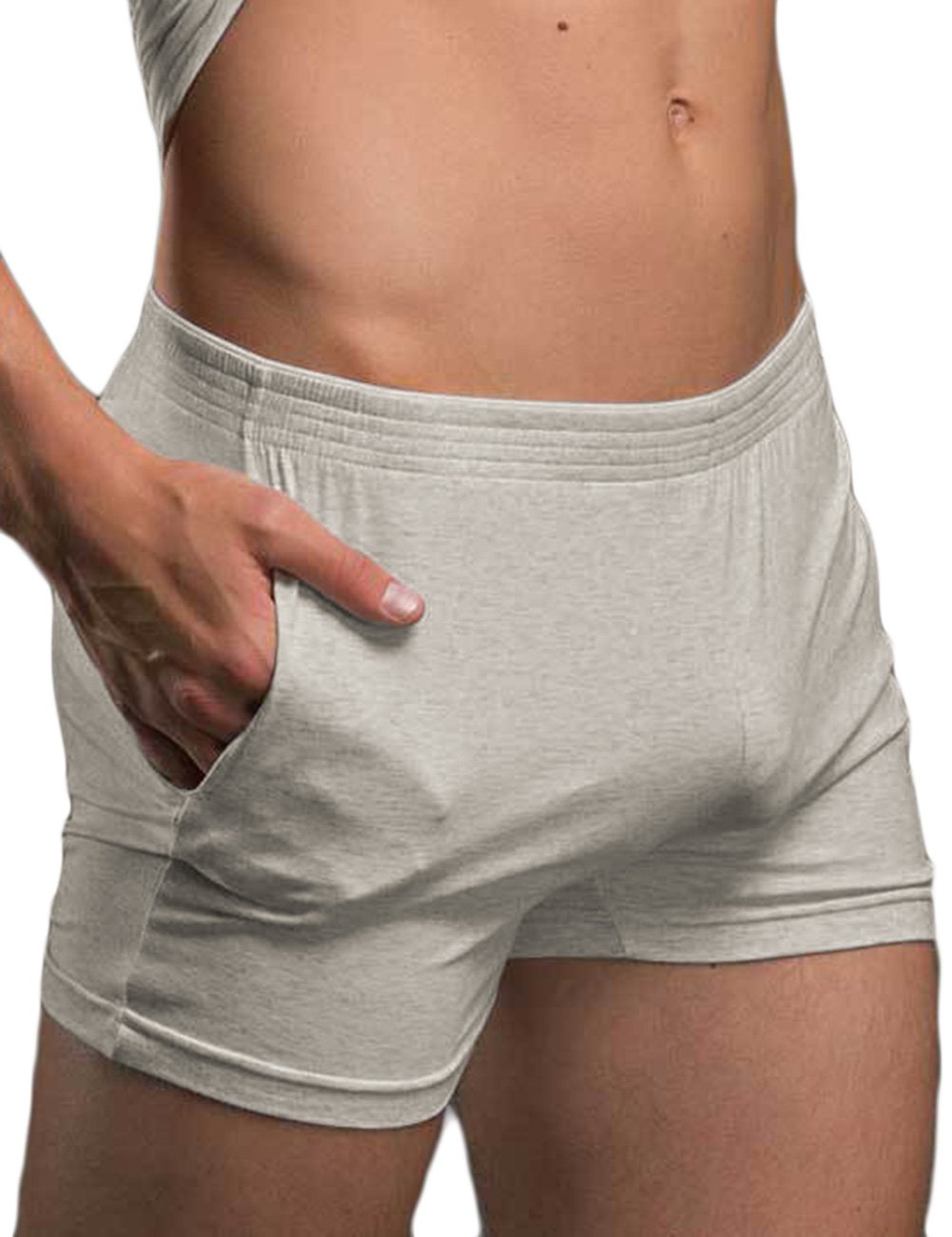 Sandbank Men's Light Grey ’S Pocket Running Workout Gym Active Shorts Lounge Sleep Bottoms 36-37 Inch