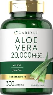 Carlyle Aloe Vera Softgel Capsules | 300 Count Non-GMO Gluten Free Gel Supplement for Wellness