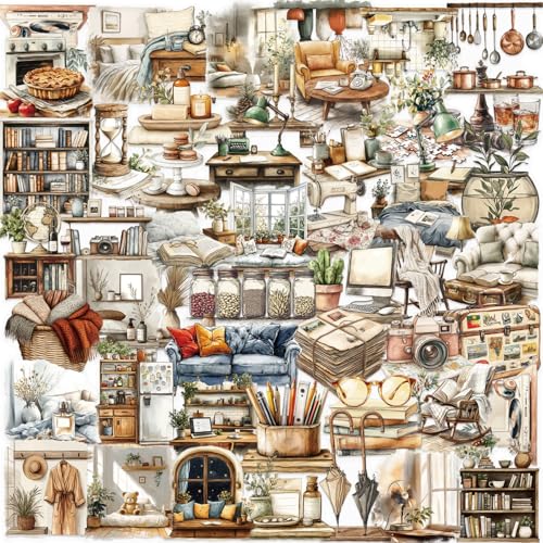 50PCS Transparent Life Stickers PET Home Stickers for Water Bottles Laptop Phone Scrapbook Aesthetic Sticker for Journal Daily Planner Scrapbooking Supplies for DIY Paper Crafts