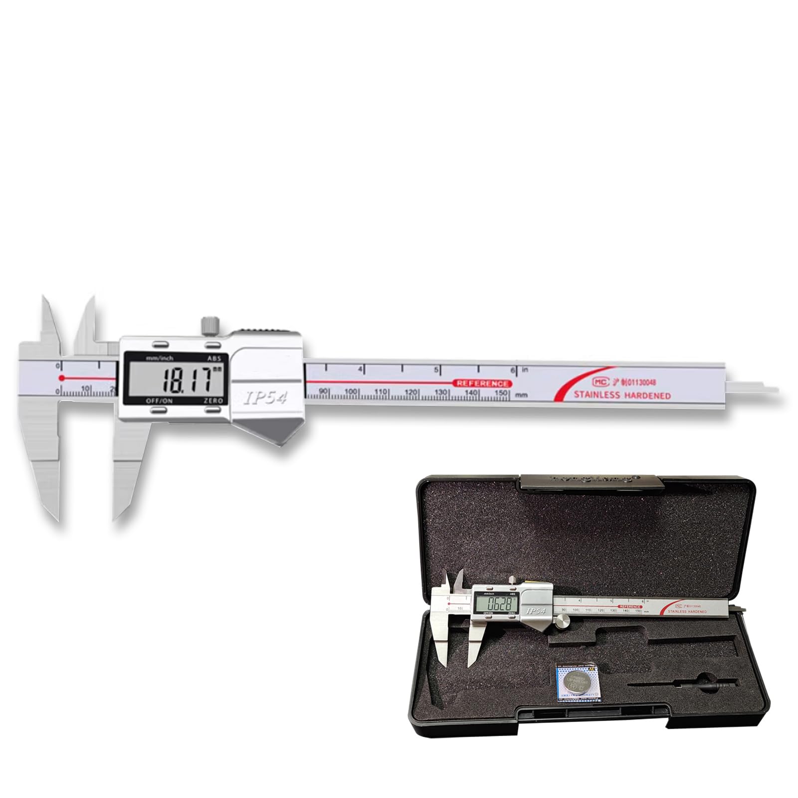 Digital Blade Caliper, Stainless Steel Electronic Caliper with Blade Jaws for Small Grooves, 0-6 Inch/150mm Measuring Tool, 0.0005"/0.01mm Resolution