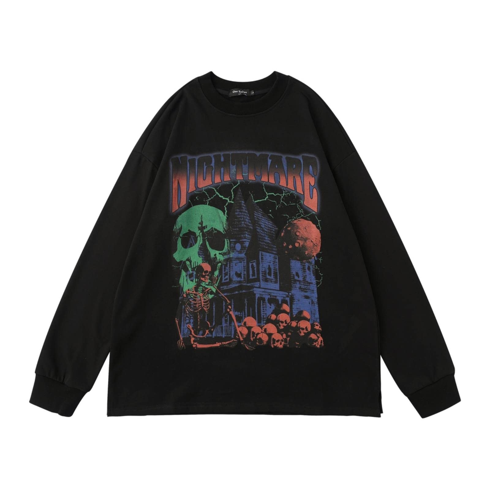 Felpa da uomo con stampa hip hop Streetwear Punk gotico girocollo pullover Harajuku moda cotone allentato felpa con cappuccio