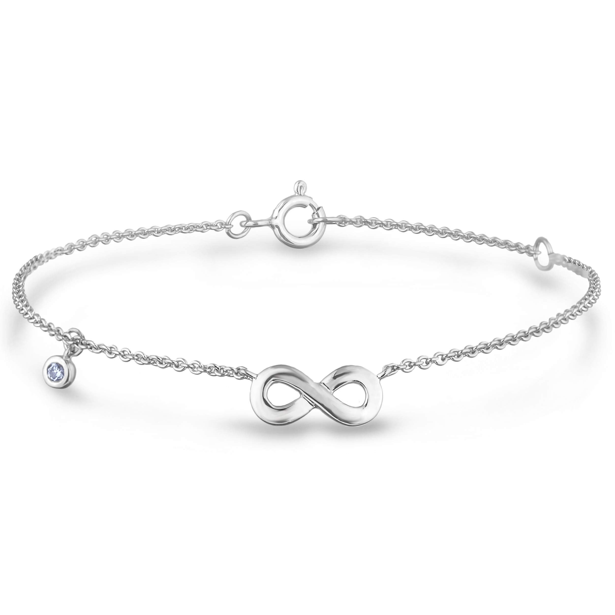 Polar Light Signature Canadian Diamond Charm Bracelet in .925 Sterling Silver - Choice of Rolo or Paperclip Style Chain