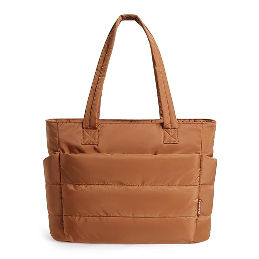 BAGSMART Tote Bag for Women, Lightweight Puffy Tote Bag with Compartments Shoulder Bag Handbag for Travel, Work, Gym | Lightweight, Puffy, Quilted, for Travel, Work