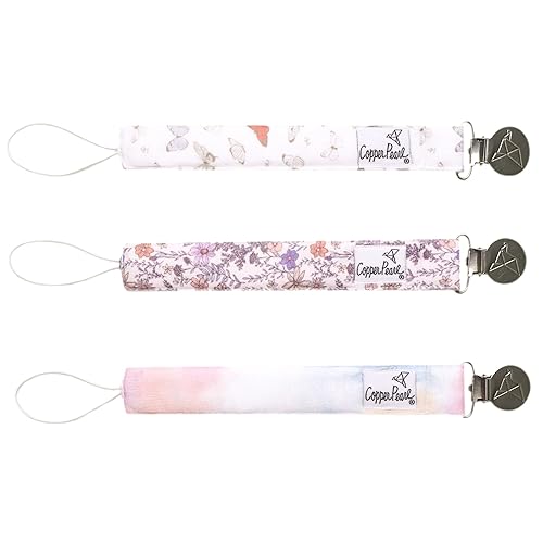 Binky Clip 3 Pack Set "Flora" por Copper Pearl