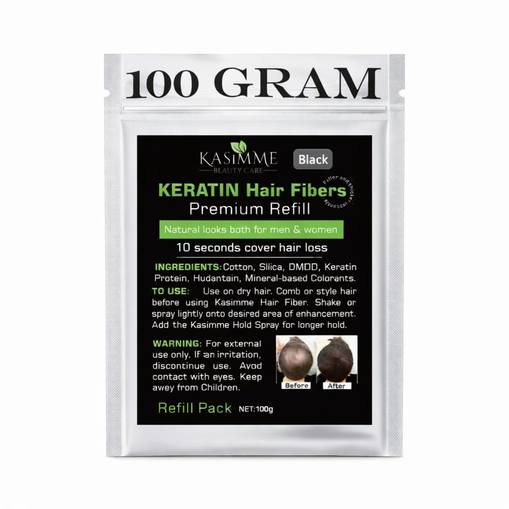Hair Building Fibers Refill BLACK – 100 Gram, Refill Your Existing Fiber Bottle – Natural Premium Hair Fibers Refills – Instant Hair Thickening Concealer for Men & Women