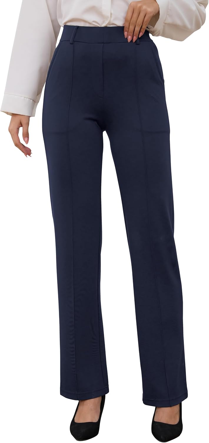 SOOWOT Women’s Dress Pants 27"/29"/31" 2025 Fall Straight Leg Yoga Pants, Stretchy Slacks for Work Business with Pockets - Image 5