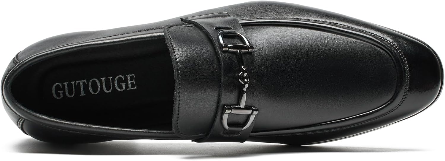 Men’s Leather Penny Loafers Classic Slip On Dress Shoes with Block Heel, Breathable Lining & Durable Rubber Sole - Image 5