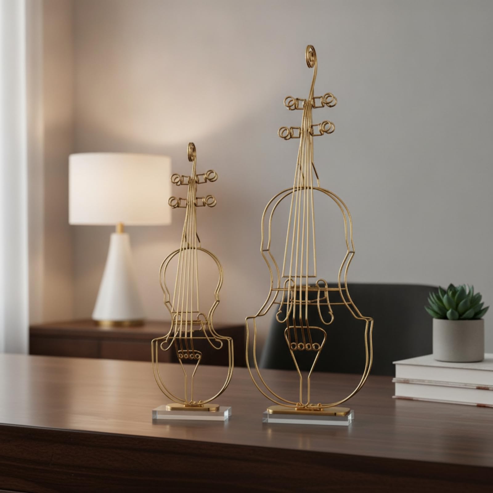 Qianly 2 Pezzi Decorativo Realistico in Met Portatile Soprammobile per Musicisti, Ingresso, Ufficio