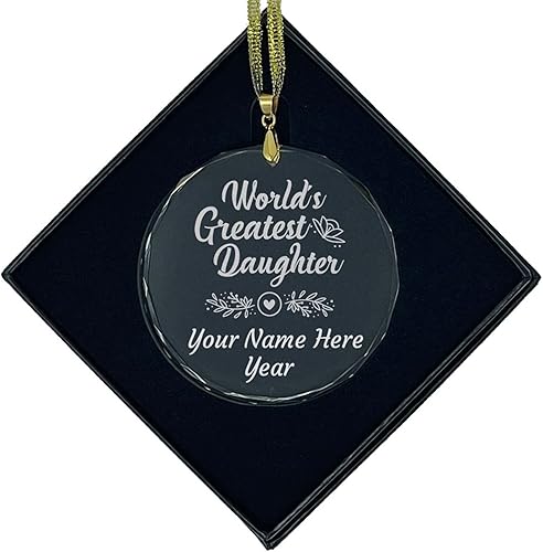 Miniatura 4 de LaserGram Adorno de Navidad de cristal personalizado, la hija más grande del mundo, idea de regalo grabada con láser personalizado (forma de corazón)