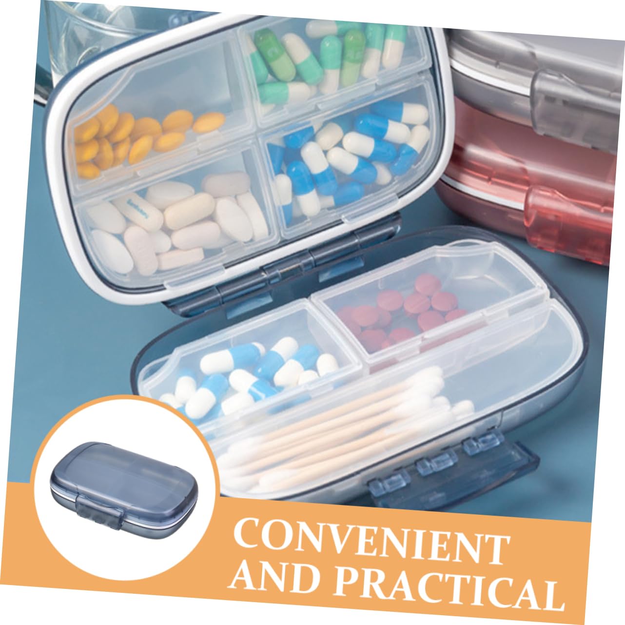 Healeved 5piezas Organizador De Pastillas Portátil y Ligero para Viajes Estuche De Medicina Compacto Diseño De Compartimentos para Almacenamiento De Tabletas y Bolso